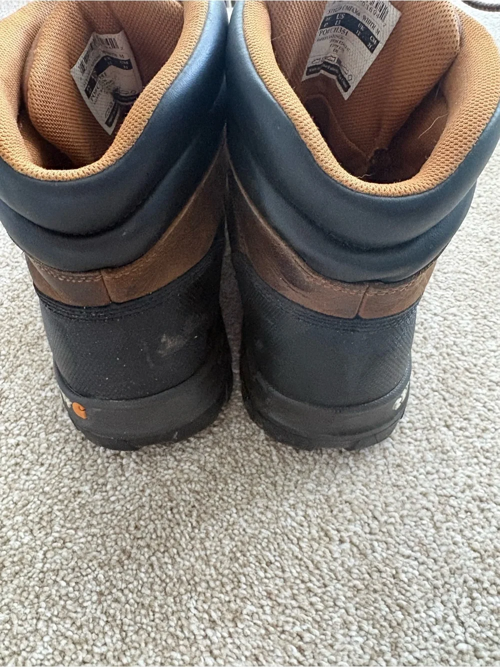 Carhartt Men's Size 13 M Brown Leather Work Boots Rugged Safety Style Utility